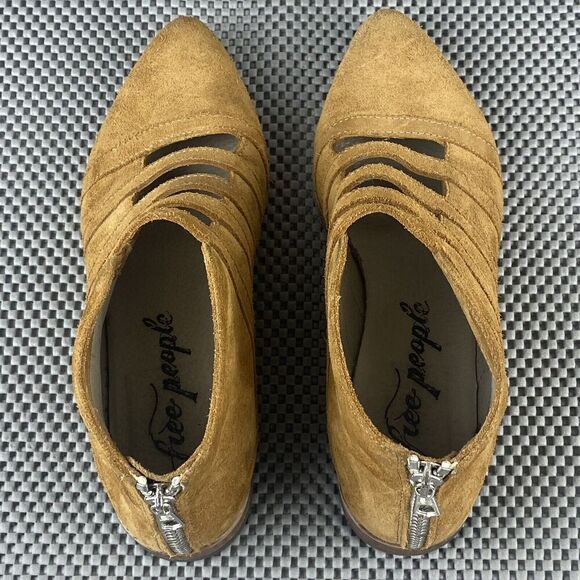 Free People Ankle Boots Booties Womens Size 37 Brown Zipper Pointed Toe Casual - Picture 7 of 13